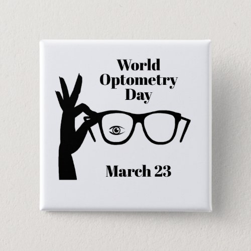 World Optometry Day Button with Glasses Silhouette