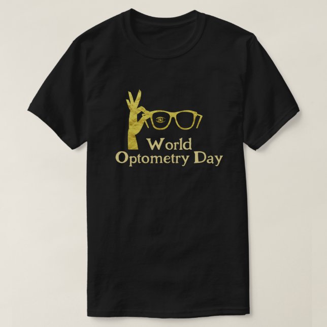World Optometry Day Golden Eyeglasses Icon T-Shirt (Design Front)