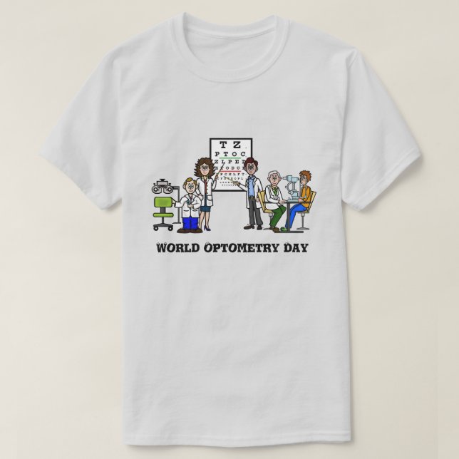 World Optometry Day T-Shirt With Fun Eye Doctors (Design Front)