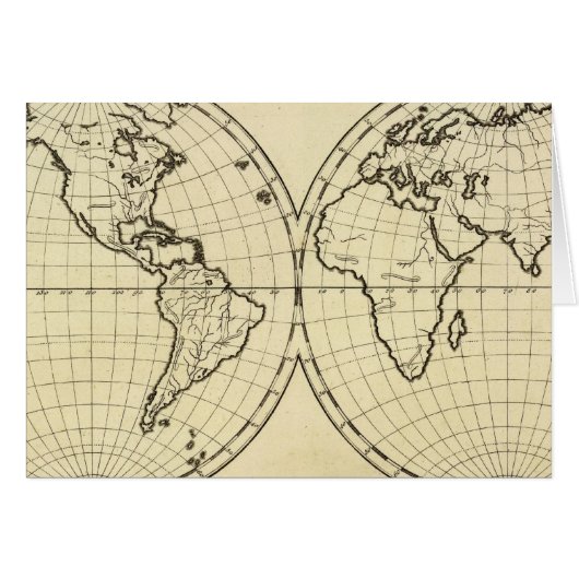 World outline double hemisphere cards (Front Horizontal)