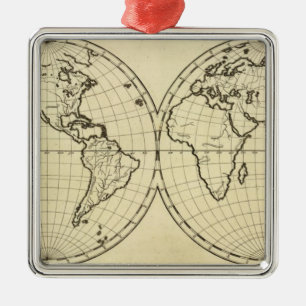 World outline double hemisphere metal ornament