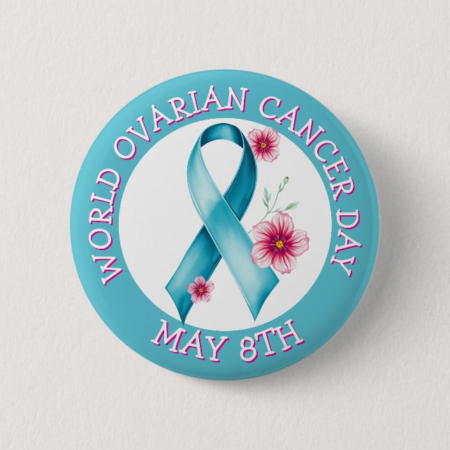 World Ovarian Cancer Day May 8th Holiday Button (Front)