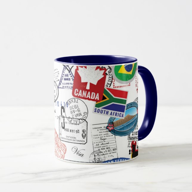 World Passport Pattern Mug (Front Right)