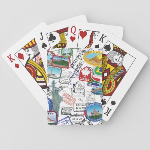 World Passport Pattern Poker Cards