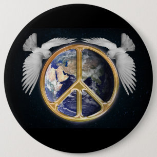 World Peace and Doves Button