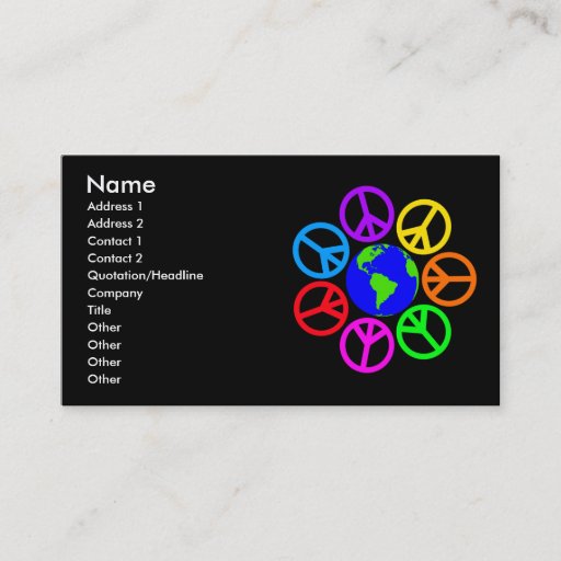 Customizable WORLD PEACE BUSINESS CARDS