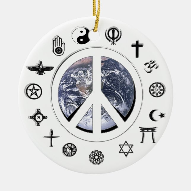 World Peace Ceramic Ornament (Front)