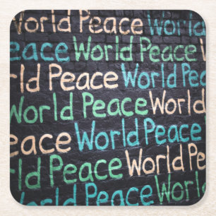 World Peace Colorful Love Peaceful Square Paper Coaster