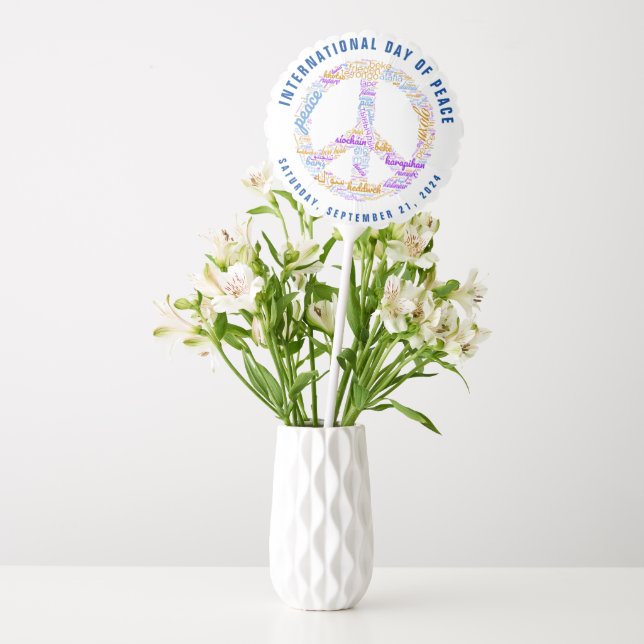 World Peace Day Peace Sign Word Cloud Balloon (Vase)