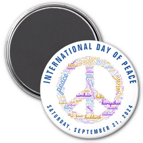 World Peace Day Peace Sign Word Cloud Magnet