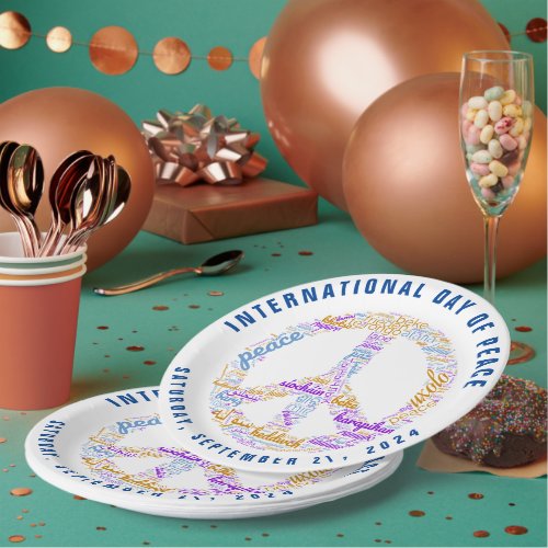 World Peace Day Peace Sign Word Cloud Paper Plates