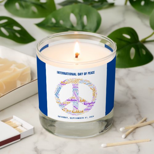 World Peace Day Peace Sign Word Cloud Scented Candle