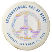 World Peace Day Peace Sign Word Cloud Sugar Cookie (Front)