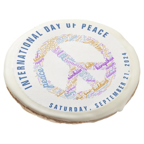 World Peace Day Peace Sign Word Cloud Sugar Cookie
