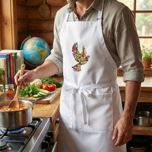 World Peace Dove Made of International Flags  Adult Apron