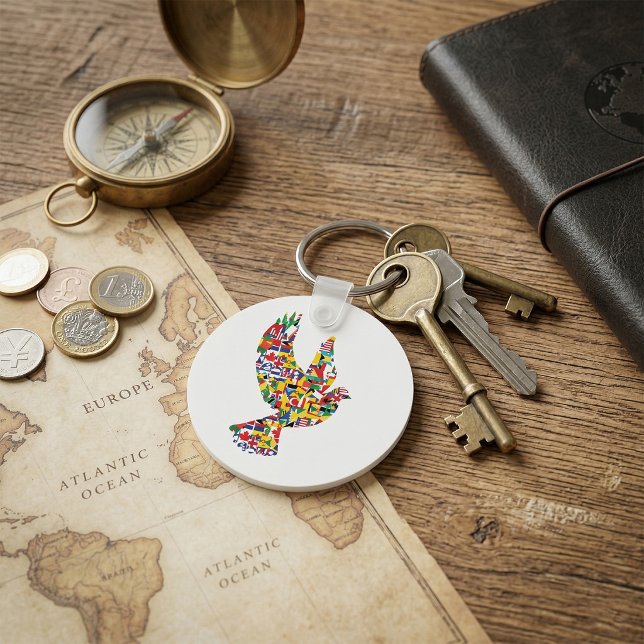 World Peace Dove Made of International Flags  Keychain (Creator Uploaded)