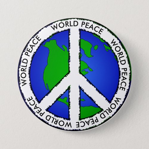 World Peace Earth and Peace Sign Button