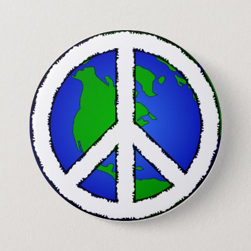 World Peace Earth and Peace Sign Button