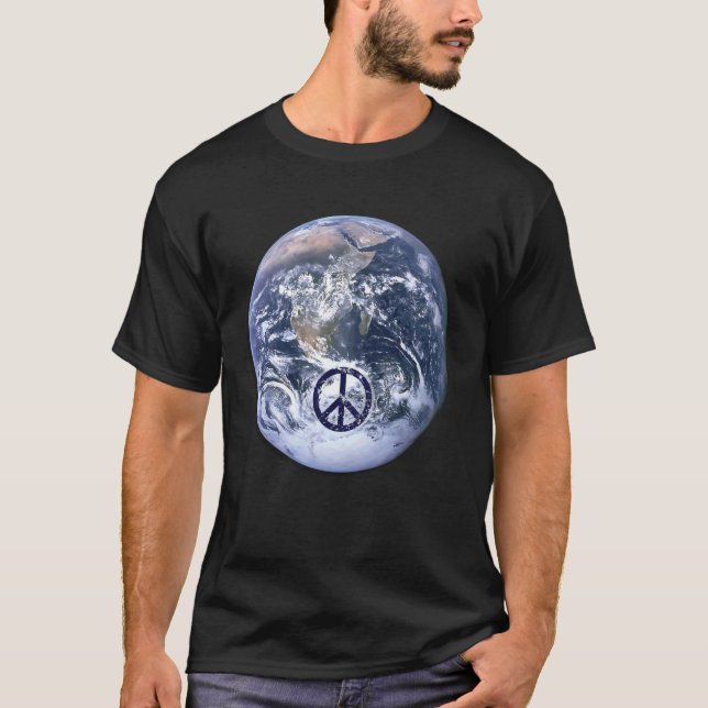 World Peace Earth Peace Symbol Design T-Shirt (Front)
