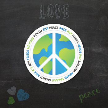 World Peace Global Language Classic Round Sticker by mangomoonstudio at Zazzle