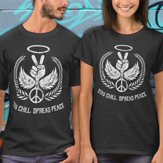 World Peace Grunge Distressed Cool Black and White T-Shirt (Creator Uploaded)