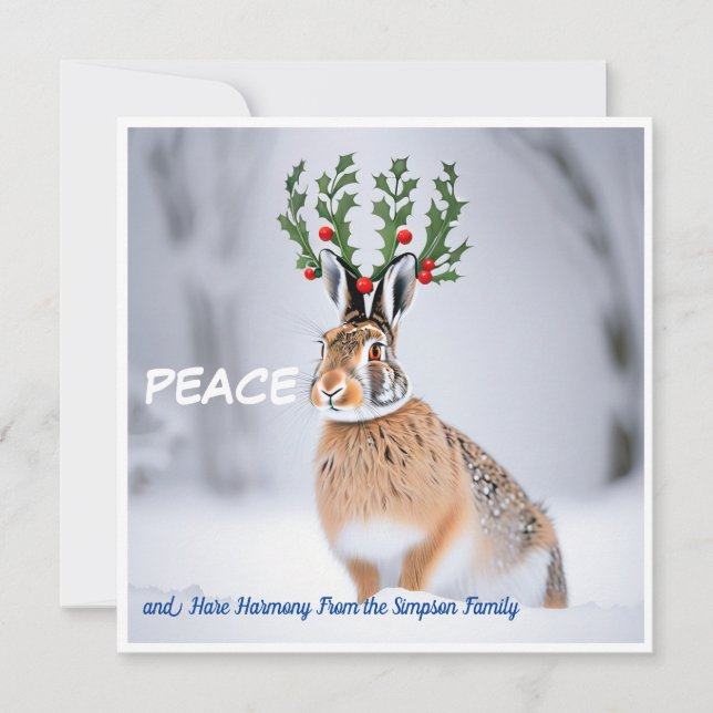 World Peace: Holly Crown Hare Peace Love Card (Front)