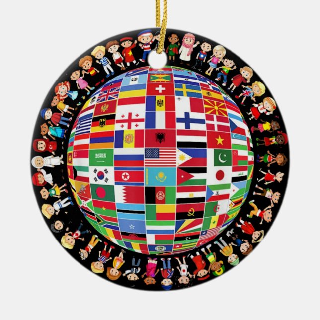 World Peace International Day Ceramic Ornament (Front)