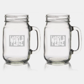 World Peace mason jar w/ handle