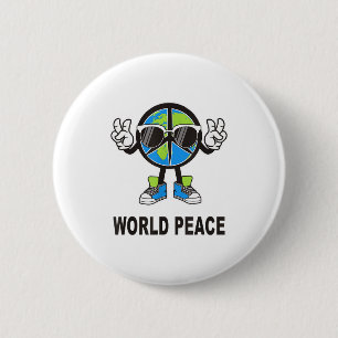World Peace On Earth Shirt Global Love Peace Sign Button
