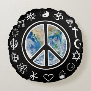 World Peace - Peace on Earth Round Pillow