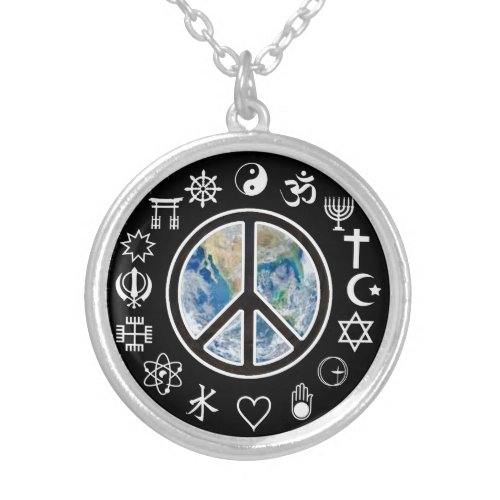 World Peace _ Peace on Earth Silver Plated Necklace