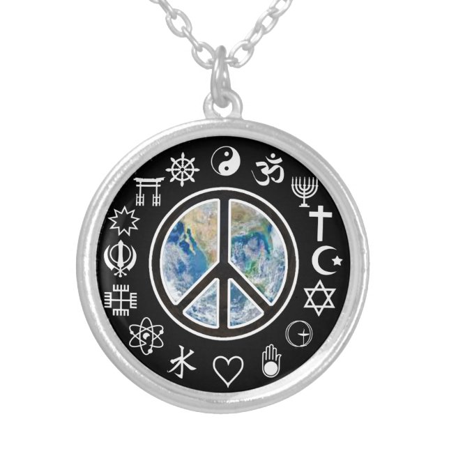 World Peace - Peace on Earth Silver Plated Necklace (Front)