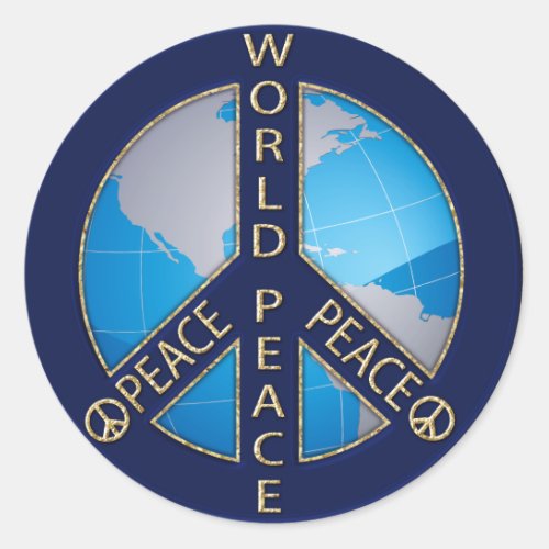 WORLD PEACE SIGN CLASSIC ROUND STICKER