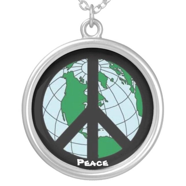 "World Peace" Silver Plated Necklace (Front)