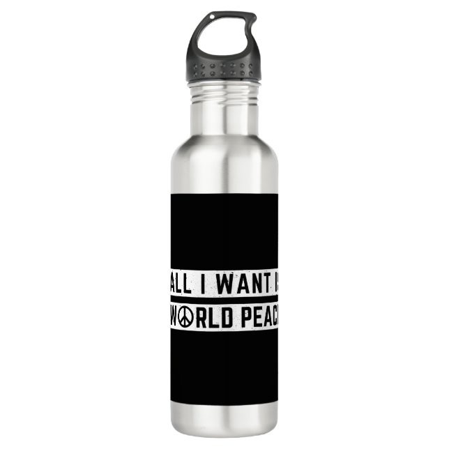 World Peace Stainless Steel Water Bottle (Front)
