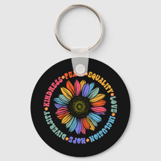 World Peace Supporter Sunflower Floral Outfit Kind Keychain