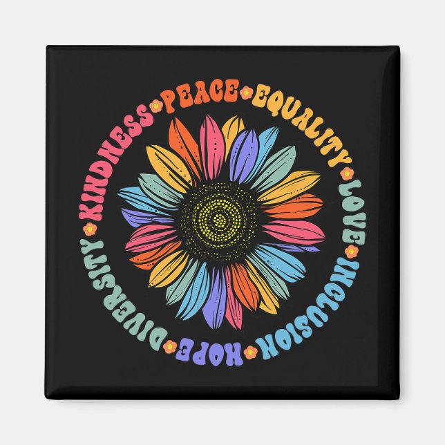 World Peace Supporter Sunflower Floral Outfit Kind Magnet (Front)