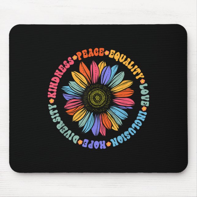 World Peace Supporter Sunflower Floral Outfit Kind Mouse Pad (Front)