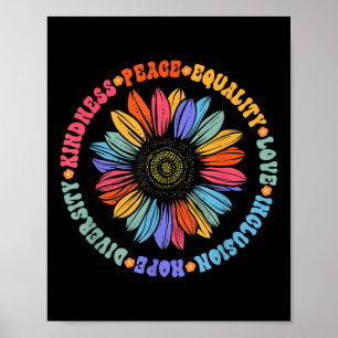 World Peace Supporter Sunflower Floral Outfit Kind Poster