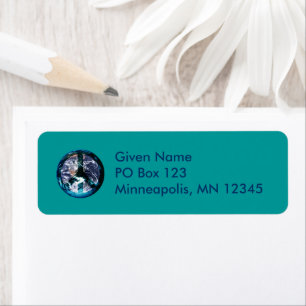 World Peace Symbol on Teal Label