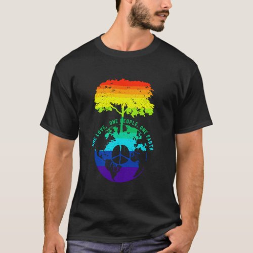 World Peace Tree Love People Peace Sign Earth Day  T_Shirt