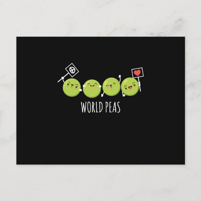 World Peas Vegan Vegan Vegetables Pea Postcard (Front)