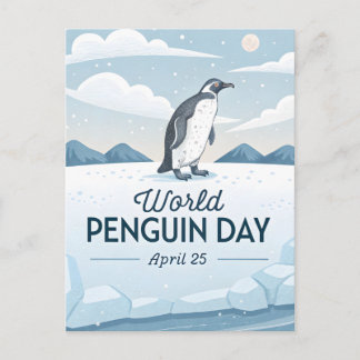 World Penguin Day Winter Nature Illustration Holiday Postcard