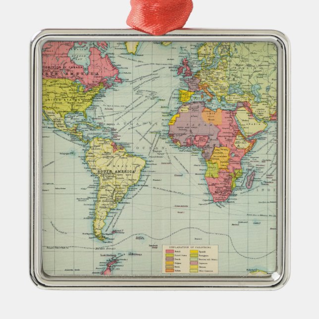 World political Map Metal Ornament (Front)