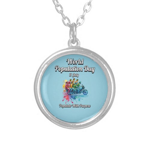 World Population Day 11 July  Silver Plated Necklace
