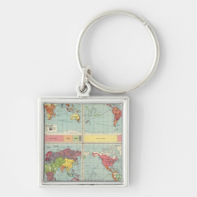 World population Map Keychain (Front)