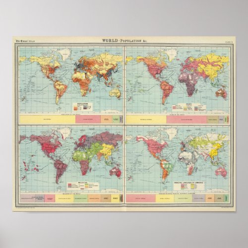 World population Map Poster
