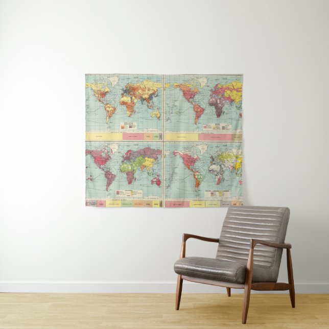 World population Map Tapestry (In Situ (Horizontal))