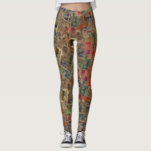 World Postage Stamps Collection Leggings