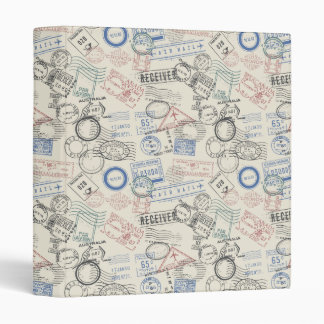World Postage Stamps Pattern 3 Ring Binder
